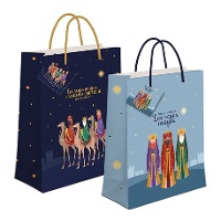 Bolsa regalo de 23 x 18 x 10 cm de Reyes Magos majestades - 1 unidad