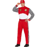Disfraz de piloto de coches de carreras rojo para hombre