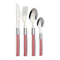 Cubertería de acero inox mango rojo - 16 unidades
