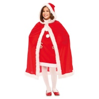 Capa de Mamá Noel con capucha infantil de 81 cm