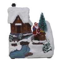 Casita con Papá Noel con música y luz de 11 x 13 cm