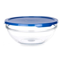 Tupper de 1,7 L de cristal redonda con tapa azul