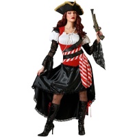 Disfraz de pirata rojo para mujer