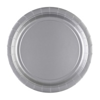 Platos de 23 cm de cartón plateados - 8 unidades