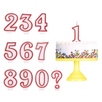 Vela de número blanca y roja de 8,2 cm - 1 unidad