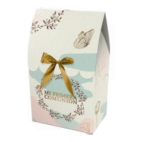 Caja para regalo de 13,5 x 8 x 5 cm con solapa de Comunión Beige - 2 unidades