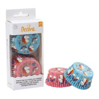 Cápsulas para cupcakes de unicornios azules y rosas - Decora - 36 unidades