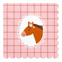 Servilletas de Caballo Vintage de 16,5 x 16,5 cm - 12 unidades