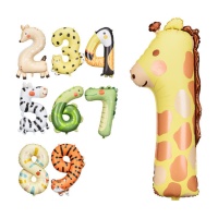 Globo de número de Animales de 72 a 88 cm - PartyDeco - 1 unidad