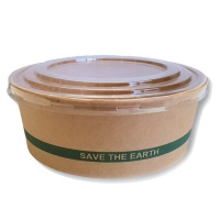 Envase de 1 L biodegradable con tapadera para Poke - 3 unidades