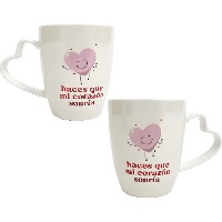 Taza de 384 ml con asa de corazón - 2 unidades