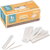 Palillos de madera redondos con envase individual - 1000 unidades