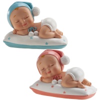 Figura para tarta de bautizo de bebé dormido con pompón