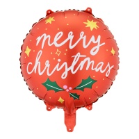 Globo redondo de Merry Christmas rojo de 45 cm - PartyDeco