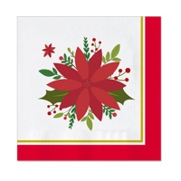 Servilletas de 16,5 x 16,5 cm de flor de Navidad - 30 unidades