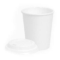Vasos de 350 ml de cartón blanco tapa con agujero - 25 unidades