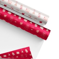 Papel de regalo de San Valentín de 2 x 0,70 m - 1 unidad