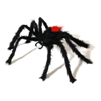 Araña de 78 cm negra y roja peluda