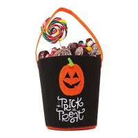 Cesta de calabaza Trick or Treat de fieltro de 35 x 20 cm