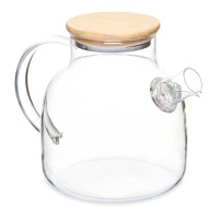Tetera de 1200 ml de borosilicato con tapa de bambú