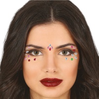 Joyas adhesivas faciales de gotas multicolores