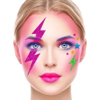 Joyas adhesivas faciales de rayos de purpurina