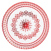 Bandeja de 30 cm de cartón redonda bordado rojo - 1 unidad