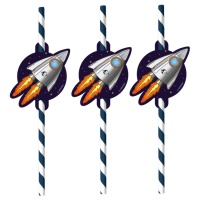 Pajitas de astronauta y espacio de 19,8 cm - 8 unidades