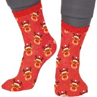Calcetines de reno con glitter - 1 par