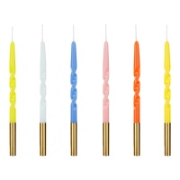 Velas de espiral de colores vivos de 14 cm - 6 unidades