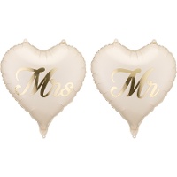 Globo de corazón de Mrs y Mr de 35 cm - 2 unidades