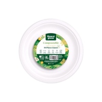 Platos de 22 cm de cartón blanco - 50 unidades