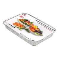 Envase de 31,5 x 26 x 5 cm desechable rectangular con tapa - 3 unidades