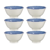 Bol de 16 cm de onda japonesa azul - 6 unidades