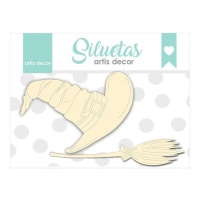 Chipboard de Gorro bruja y Escoba - Artis decor - 2 unidades