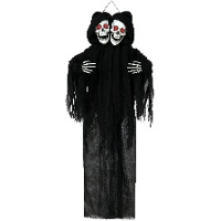 Colgante de calavera doble con luz y sonido de 1,70 m