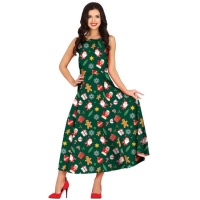 Vestido verde navideño para mujer