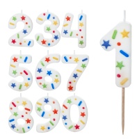 Vela de número confeti de 5,5 cm - 1 unidad