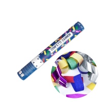 Cañón de confeti de colores y serpentinas metalicas de 40 cm