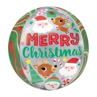 Globo orbz marmoleado Merry Christmas divertido de 38 x 40 cm - Anagram