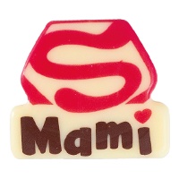 Letrero de chocolate blanco de Super Mami de 3,7 x 3,2 cm - 84 unidades