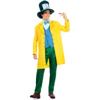 Disfraz de sombrerero loco amarillo y verde para hombre