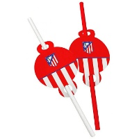 Pajitas de Atlético de Madrid rojas - 6 unidades