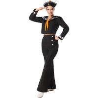 Disfraz de marinero dorado y negro para mujer