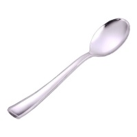 Cucharas de 13 cm de plástico plateado premium - 12 unidades