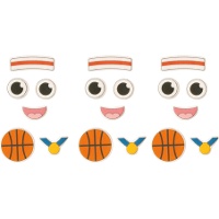 Decoración de azúcar 2D para cupcakes de Baloncesto - 24 piezas