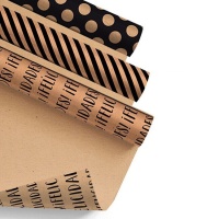 Papel de regalo kraft y negro de 2 x 0,70 m - 1 unidad