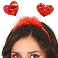Diadema de corazones rojos