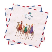 Servilletas de 16,5 x 16,5 cm de Reyes Magos azul - 20 unidades