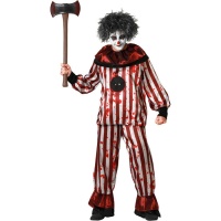 Disfraz de payaso ensangrentado a rayas para hombre